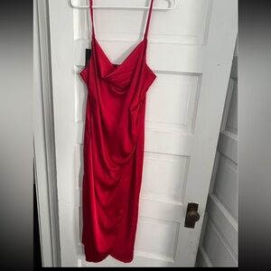 Lulus Hollywood, satin, draped neck dress